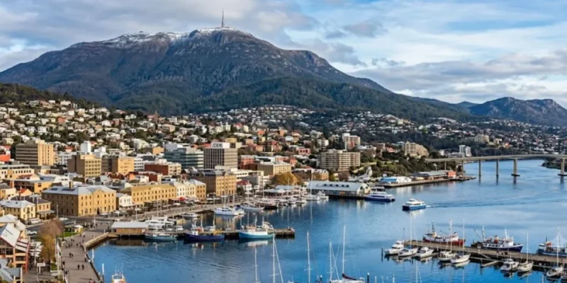 veiw of tasmania city , velare chauffeurs provide transfer services here .